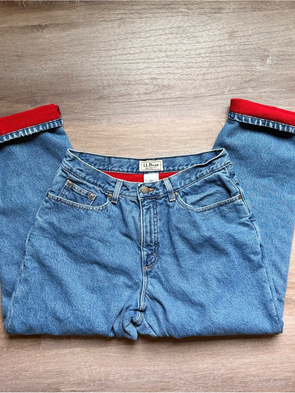 Vintage L.L. Bean Light Blue Denim Jeans with Red Lining